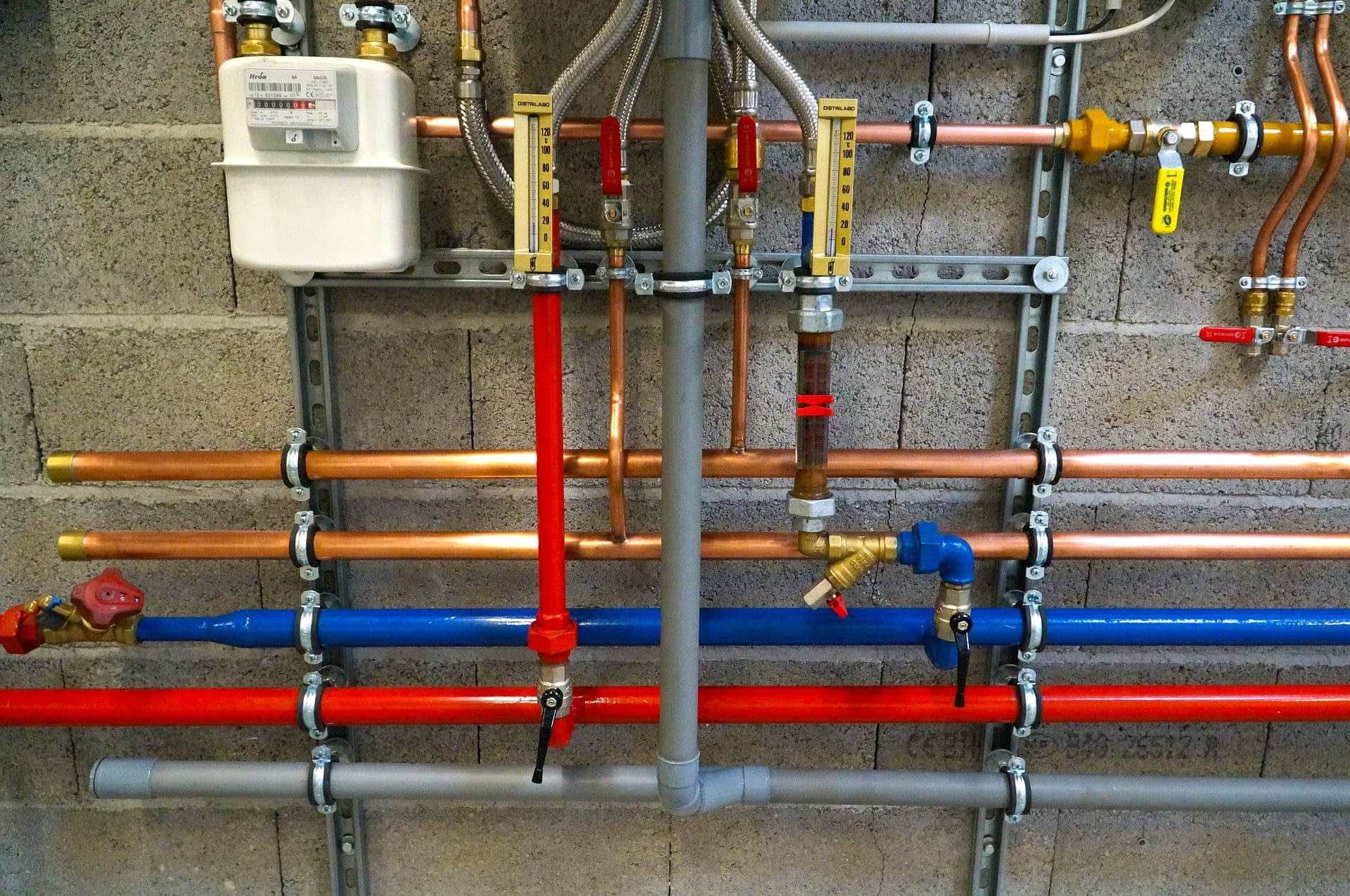 multi coolored plumbing pipes